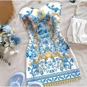 New blue white and gold dress size S